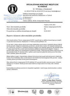 Report o účinnosti zdravotnického prostředku Electro Antiperspirant ELITE